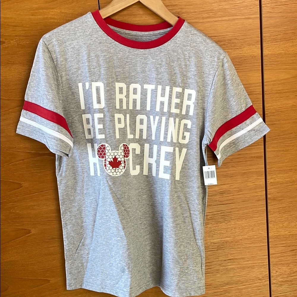 NWT Disney Hockey T-Shirt Canadian flag   XS